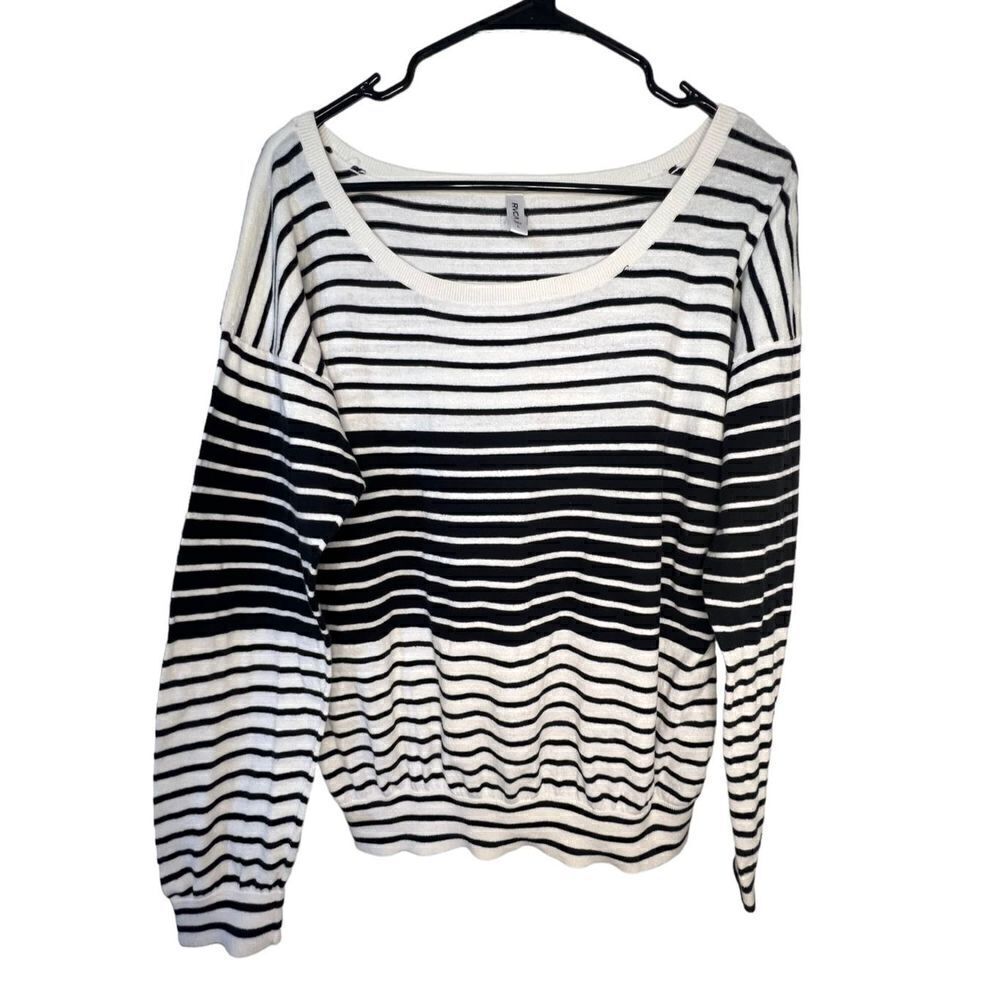 RVCA Lightweight Black and White Striped Basic Sweater